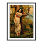 Ahalya leaning on tree by Raja Ravi Varma Wall Art Print for Home Decor Wall Painting