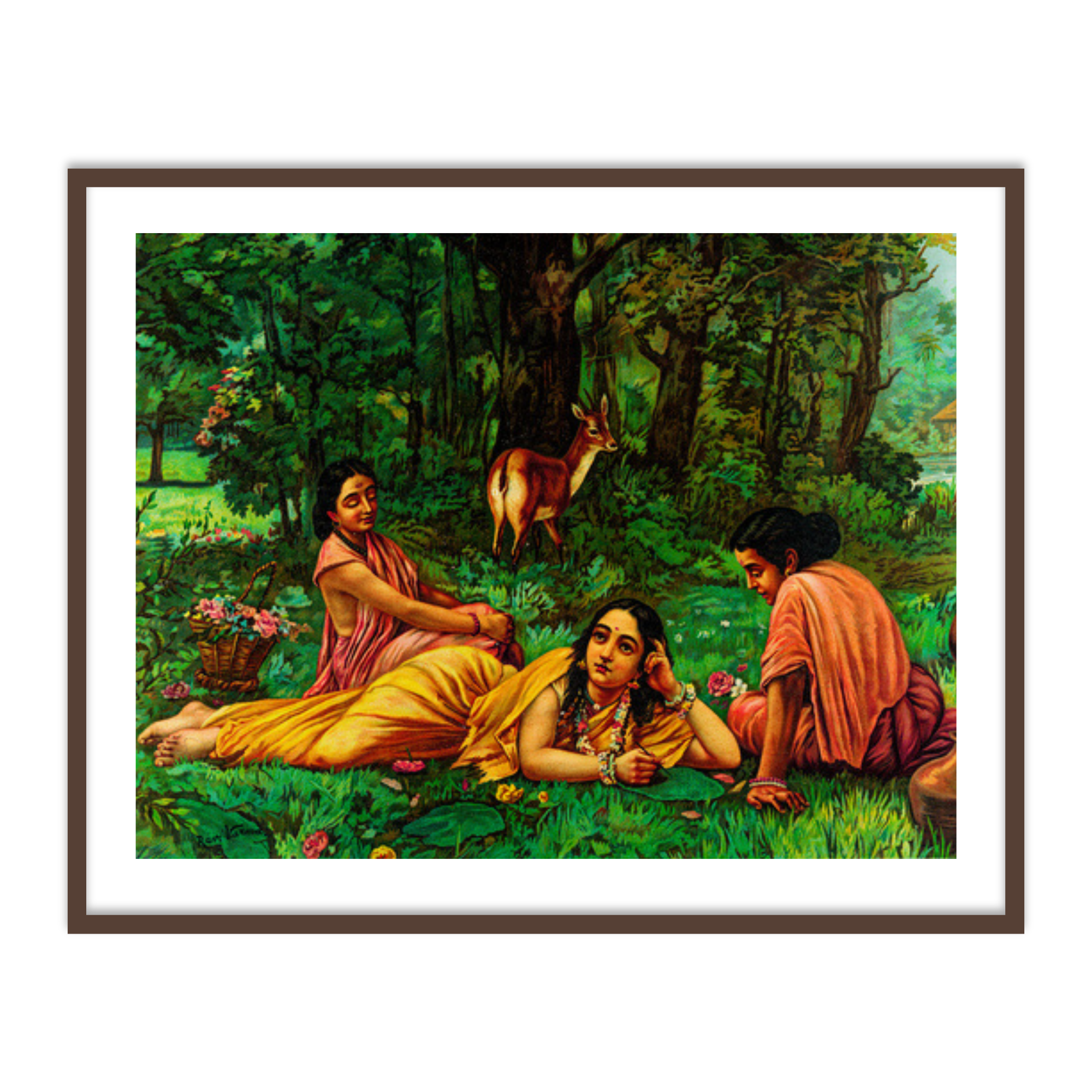 Shakuntala Patra-lekhan by Raja Ravi Varma Wall Home Decor Painting