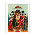 Ganesha and his Two Wives, Siddhi and Buddhi framed wall painting