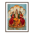 Vishnu flanked by two wives resting on Shesa by Raja Ravi Varma Wall Art