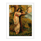 Ahalya leaning on tree by Raja Ravi Varma Wall Art Print for Home Decor India 