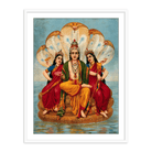 Vishnu flanked by two wives resting on Shesa by Raja Ravi Varma Wall Art